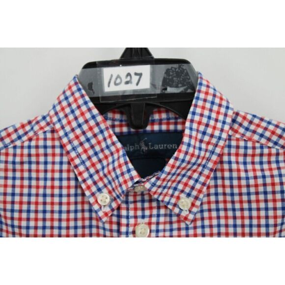 RALPH LAUREN 18M BOYS BUTTON DOWN SHIRT RED WHITE BLUE GINGHAM PLAID - Picture 2 of 7
